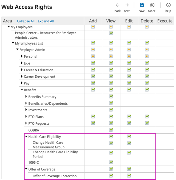 Enable Health Care Eligibility Web Access Rights for Managers