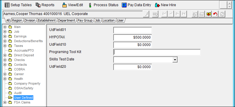 Add User Defined Field to Employees in backoffice