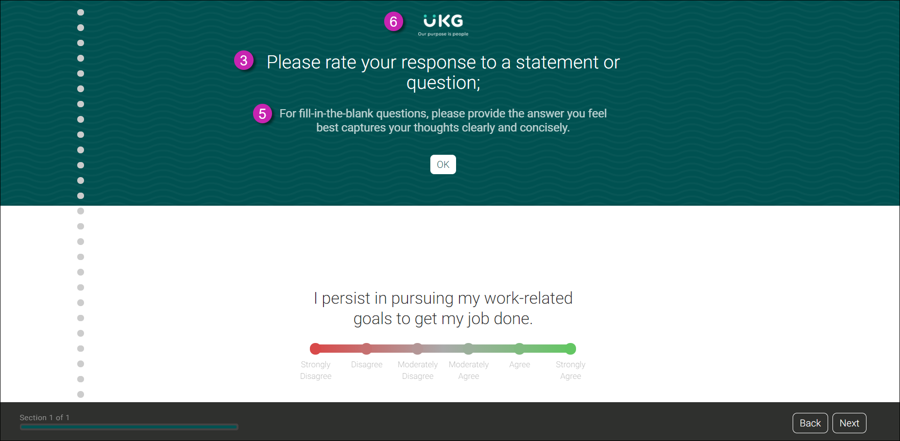 View of survey page from the perspective of a respondent. A logo displays at the top of the page with the page title and page description below it. There is also an Ok button.