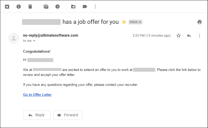 Offer notification email example