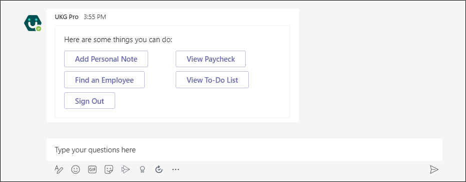Microsoft Teams with the available tasks displaying.