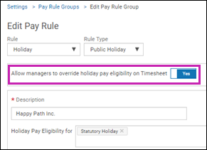 Option to allow managers to override holiday pay