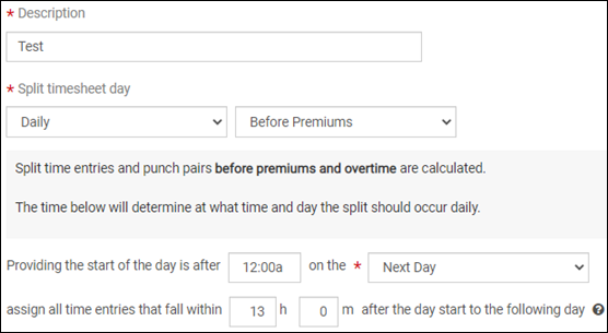 Example of a Day Split rule