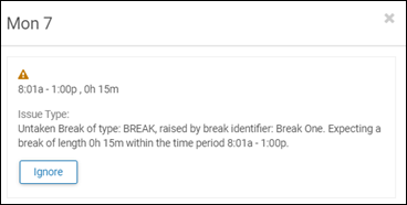 Exception error on the timesheet when a break was expected but not taken