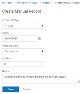 Create Manual Record page