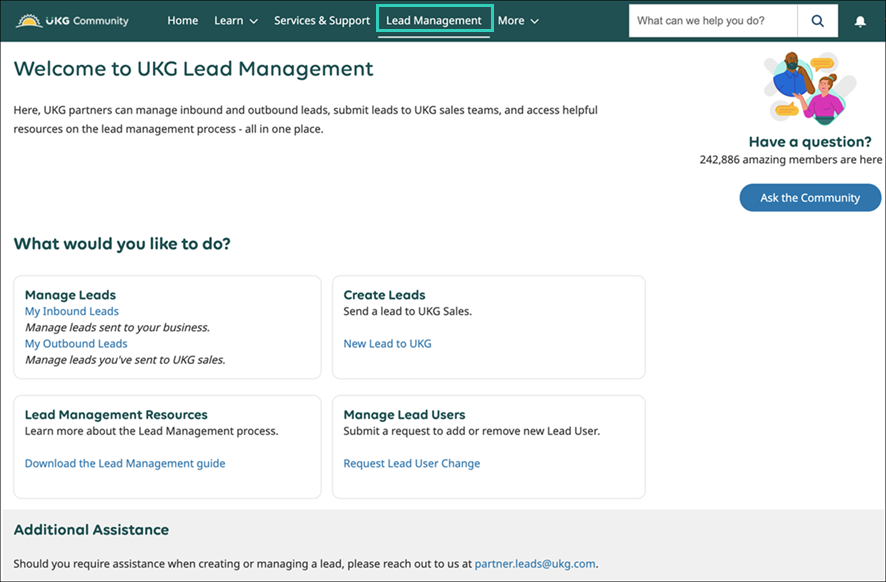 Welcome to UKG Lead Management page.