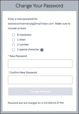 The UKG Community login page Change Your Password section.