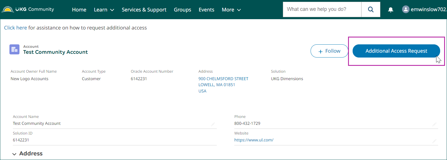 Select Additional Access Request.