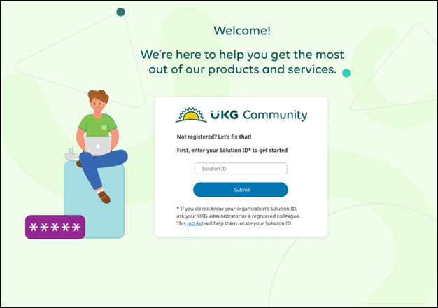 Register to the UKG Community with Solution ID.