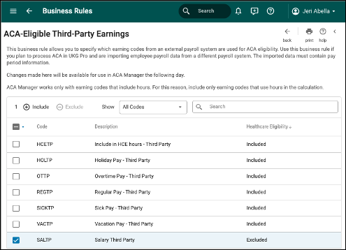Screenshot image of ACA-Eligible Third-Party Earnings.