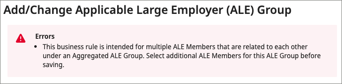 Add/Change ALE Group Page with Error Message