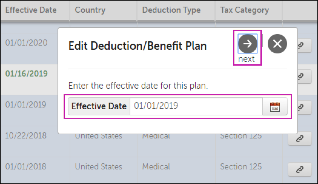 Edit Deduction/Benefit Plan screenshot.