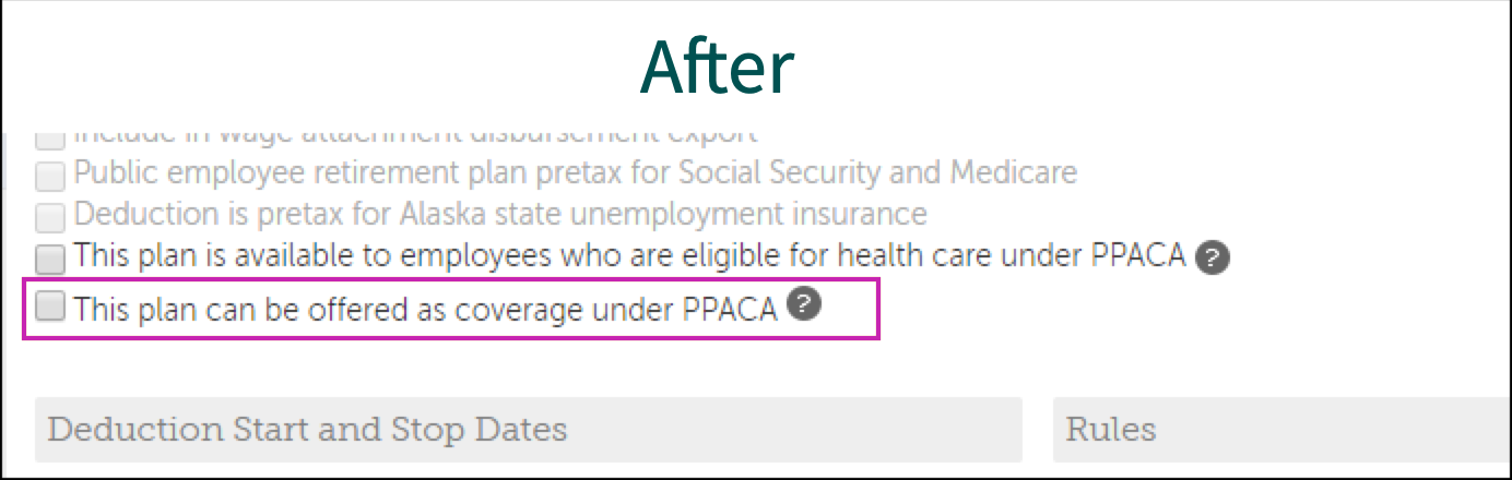 Screenshot of "This Plan Can Be Offered As Coverage Under PPACA" option