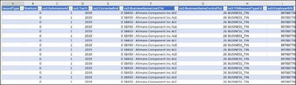 Microsoft Excel spreadsheet showing New Jersey ACA XML data