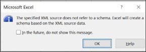 Microsoft Excel Schema XML popup
