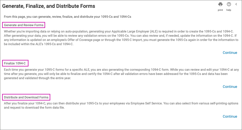 Generate, Finalize, and Distribute Forms Page