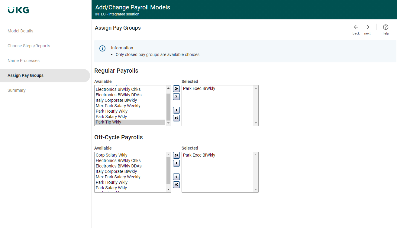 Shows an example of the Assign Pay Groups page