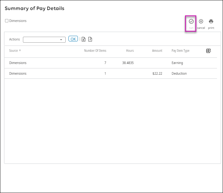 Shows an example of the Summary of Pay Details page