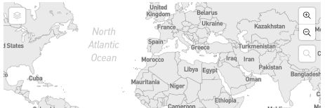 The placeholder for map visualizations in Cognos Analytics