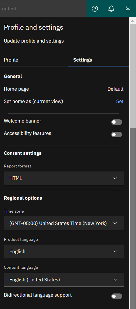 the settings tab