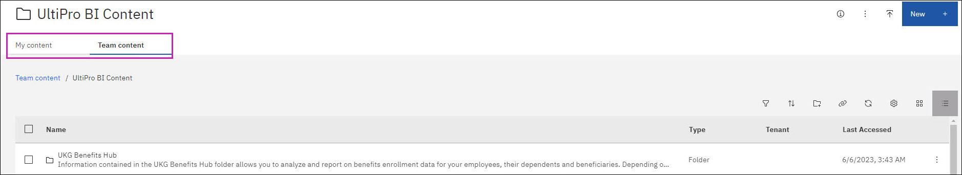The Content page with the My Content and Team Content tabs highlighted