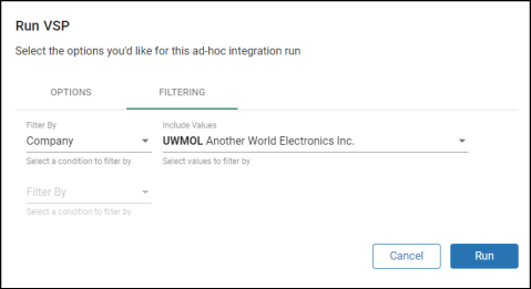 Displays Run VSP with Values