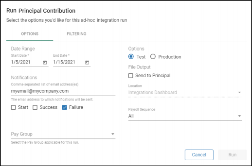 Displays Run Principal Contribution example