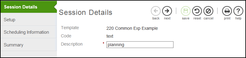 Data Transfer Interface - Session Details Edit