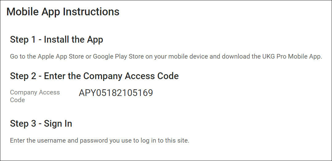 Mobile App Access Instructions for Employees