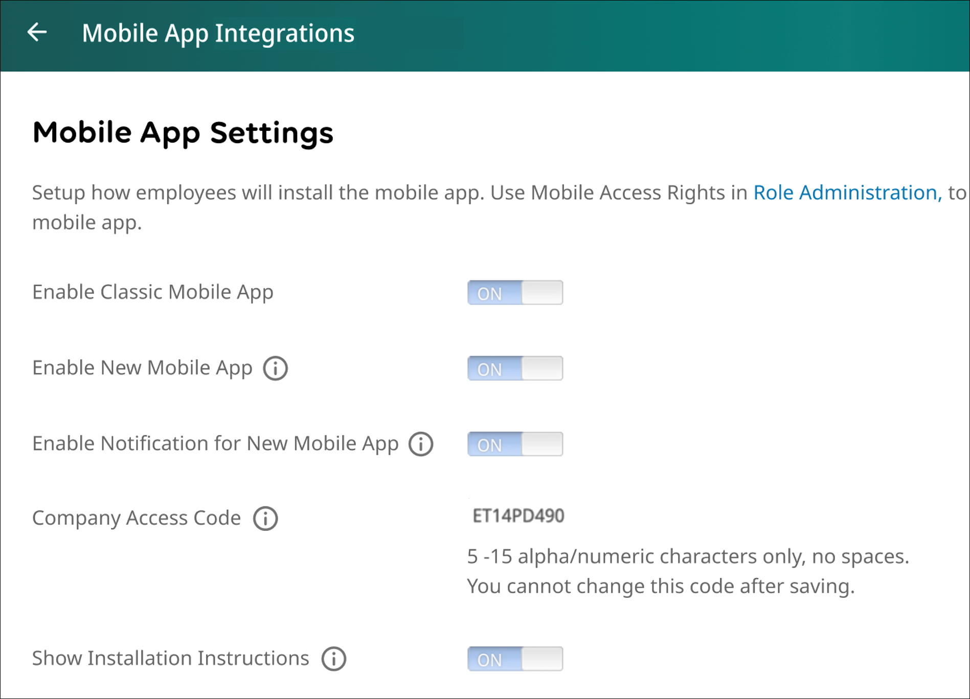 Mobile App Change Settings