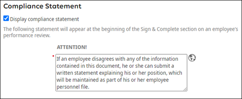 Review Template Compliance Statement