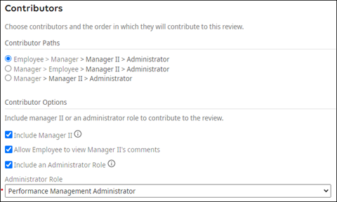 Performance Review Template Contributor Options