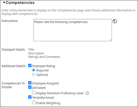 Review Template Details Competencies Instructional Text