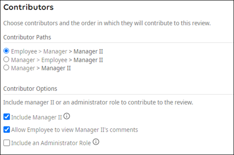 Performance Review Template Details Contributor Options