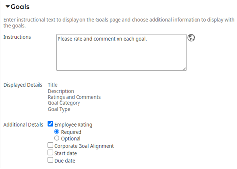 Review Template Details Goals Instructional Text