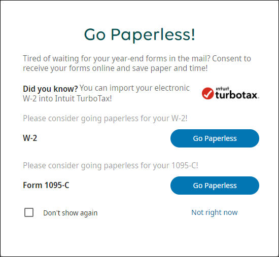 Go Paperless Message