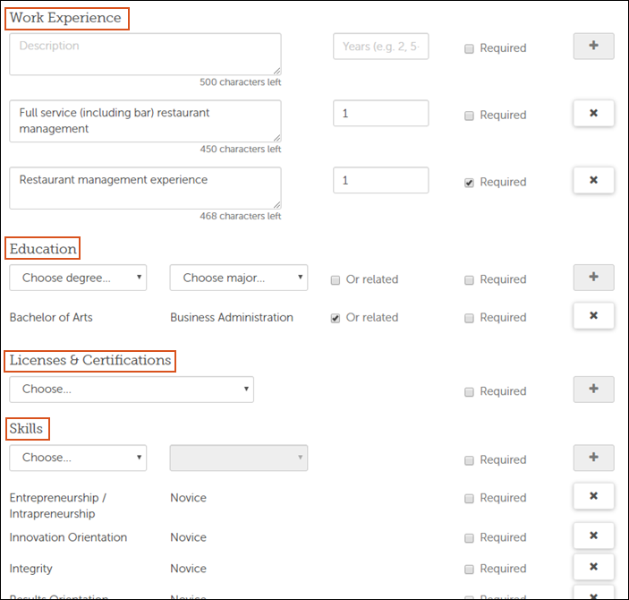 Opportunity Information tab with no information specified in the Licenses and Certifications section