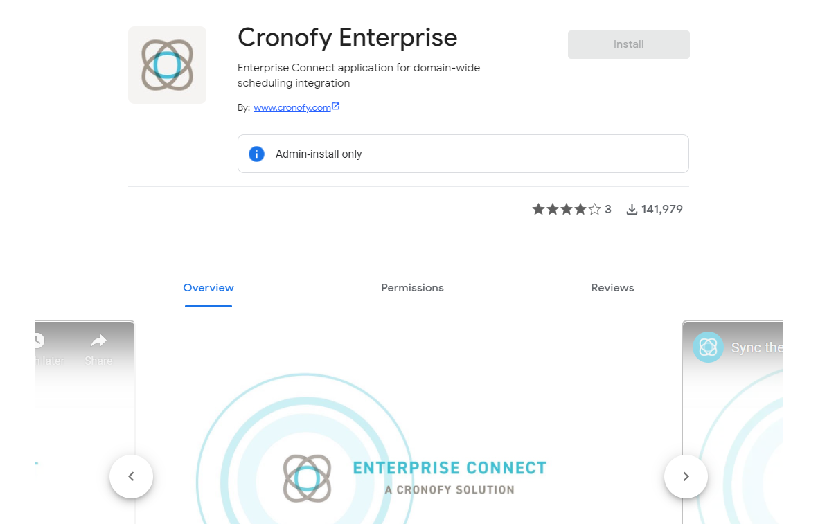 The Cronofy Enterprise app in Google Workspace Marketplace.