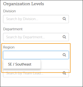 Limited list of Regions restricted by the user's qualifiers