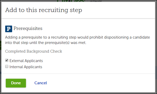 Add prerequisite to a recruiting process step