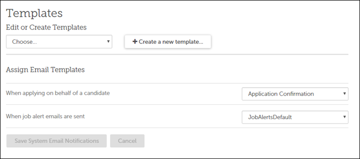 Assign Email Templates selectors in Settings