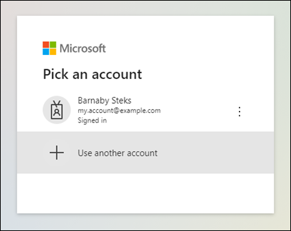 A pop up window from Microsoft asking you to pick an account to use to connect to Cronofy.